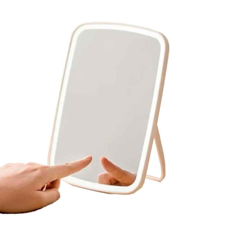 Makeup mirror with LED light, smart touch control, adjustable angle