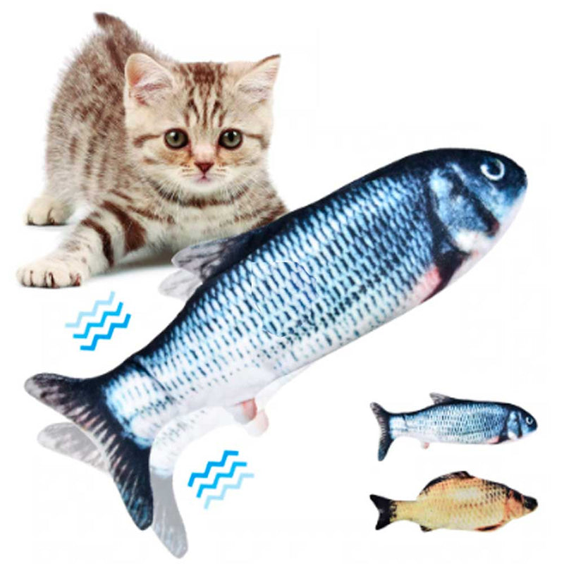 Juguete para gatos con forma de pez, con vibración, rellenos de menta gatera