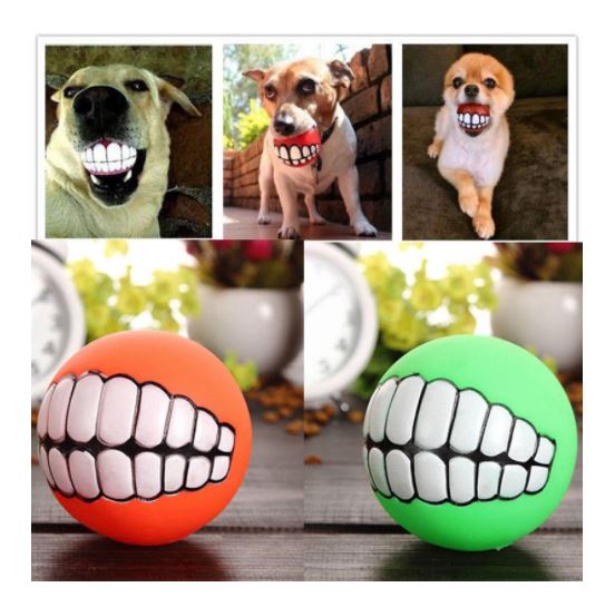 Pelota de perro divertida, juguete de dentadura graciosa