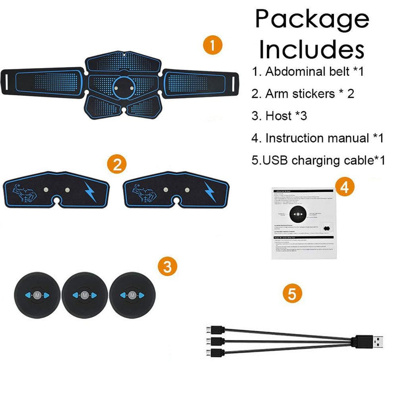 Electroestimulador abdominal, EMS, trabajo 360º, USB - Bavalu